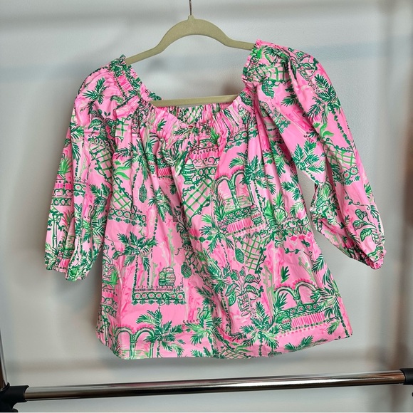 Lilly Pulitzer Winifred Off-The-Shoulder Top Mandevilla Baby Always Worth Size S - Picture 3 of 14